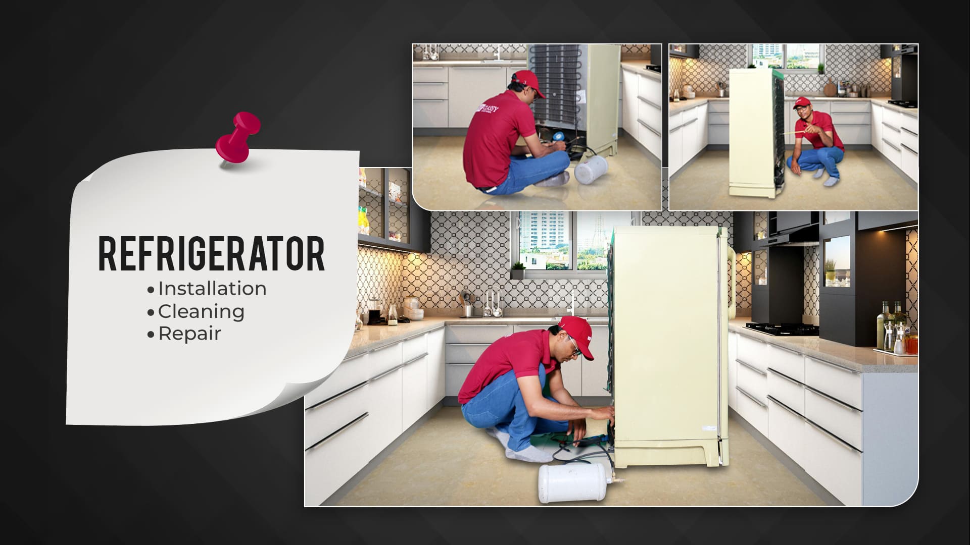 Technician repairing a double-door fridge in indore | Fridge repair service by The Classy