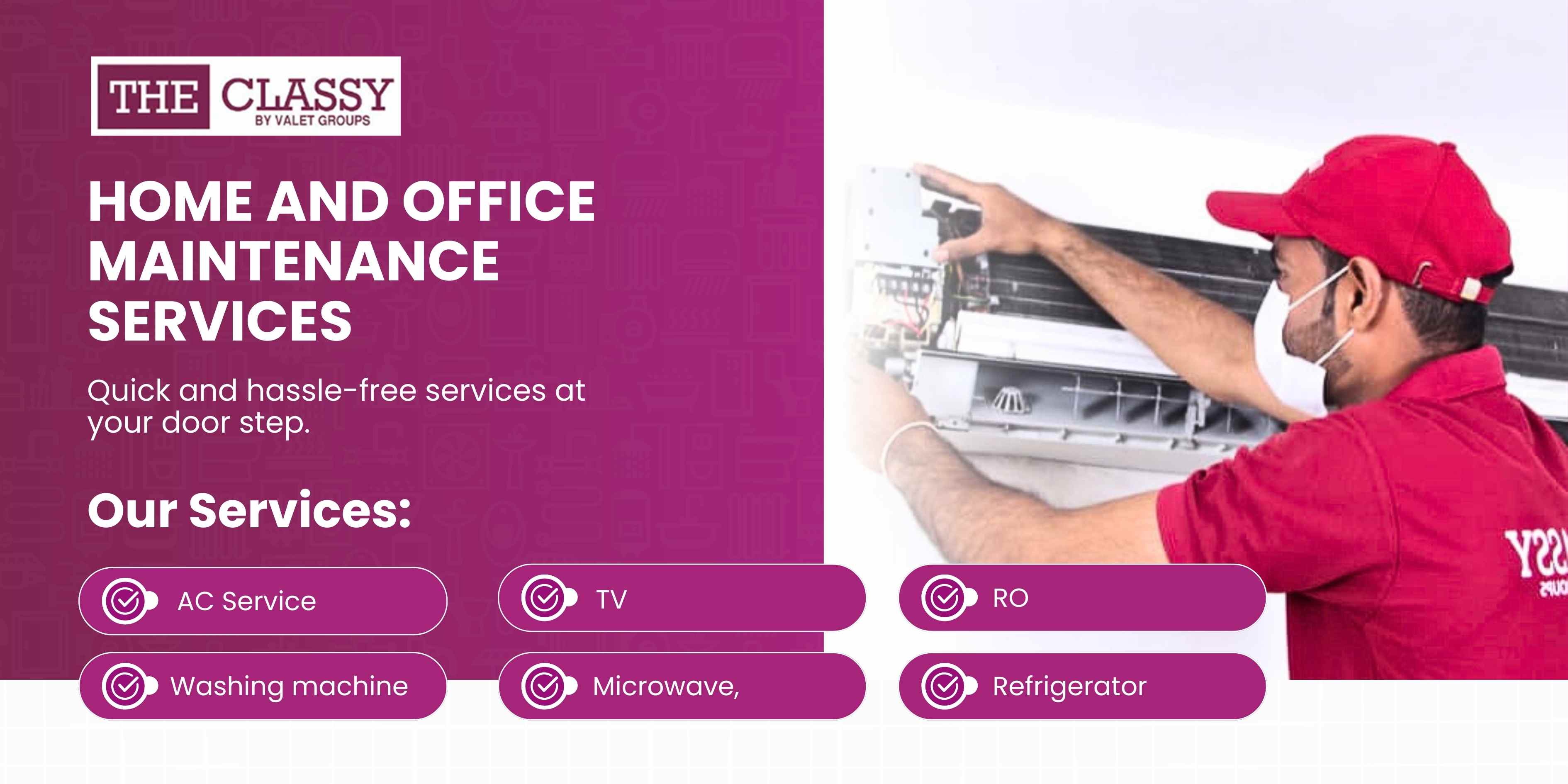 Technician repairing AC and home appliances in indore | Fast & Reliable Service by The Classy